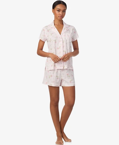 Lauren Ralph Women's Notch Collar Top and Short Pajama Set