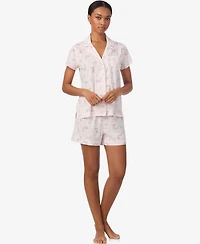 Lauren Ralph Lauren Women's Notch Collar Top and Short Pajama Set