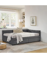 Streamdale Furniture Tufted Upholstered Bed Frame with Drawers Velvet