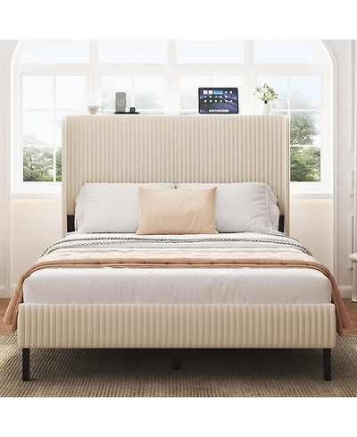 Streamdale Furniture Platform Bed with Charging Station
