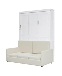Streamdale Furniture Full Size Murphy Bed Wall Bed with Cushion, White