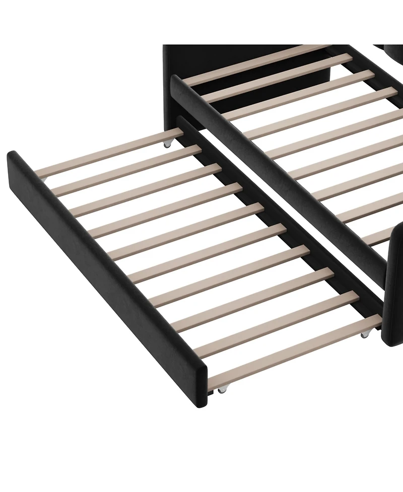 Streamdale Furniture Streamdale Twin Velvet Daybed with Trundle & Usb