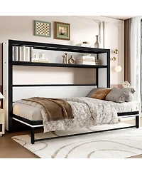 Streamdale Furniture Streamdale Twin Murphy Bed with Shelves, Foldable Metal Wall Bed