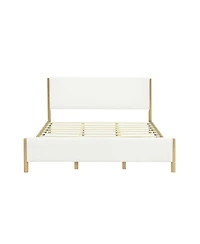 Streamdale Furniture Modern Boucle Upholstered Bed with Rubberwood Legs