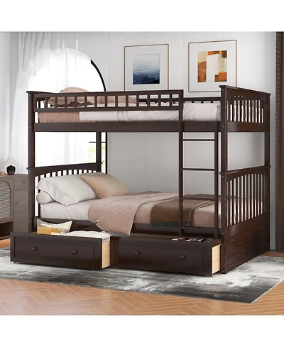 Streamdale Furniture Full over Full Bunk Bed w/ Drawers, Convertible