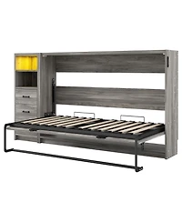 Streamdale Furniture + Twin + Wood (or Mdf, if that s the material) + Murphy Bed with Drawers & Led, Folds to Cabinet + Bed