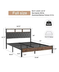 Streamdale Furniture Wooden Platform Bed Frame w/ Usb Ports & Storage - Brown