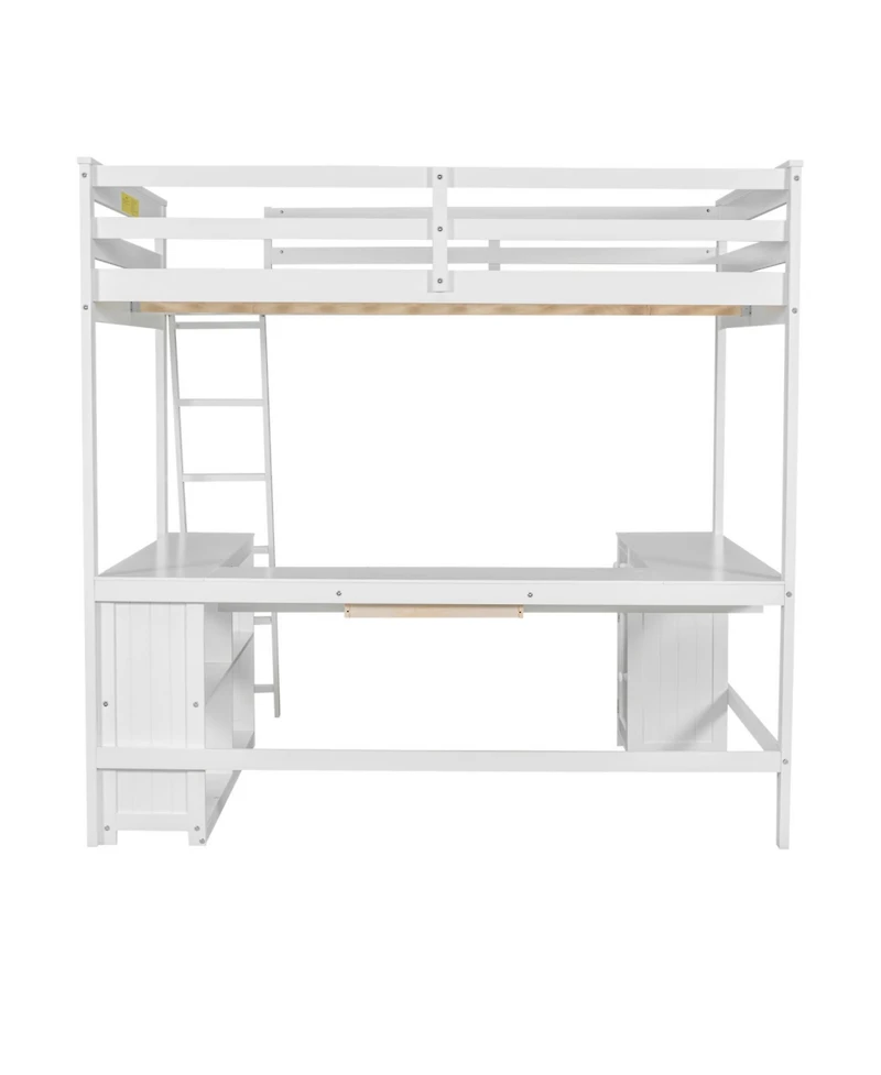 Streamdale Furniture Loft Bed with U-Desk, Drawers & Shelves