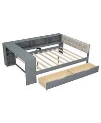 Streamdale Furniture Wood Full Platform Bed with Storage & Charging