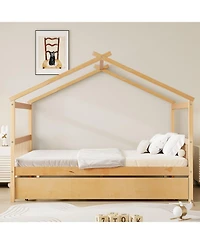 Streamdale Furniture Wooden House Bed with Twin Trundle