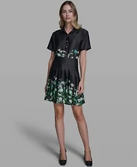 Karl Lagerfeld Paris Womens Placed Print Camp Shirt Placement Print Skirt