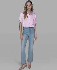 Karl Lagerfeld Paris Women's Beaded Short-Sleeve Top