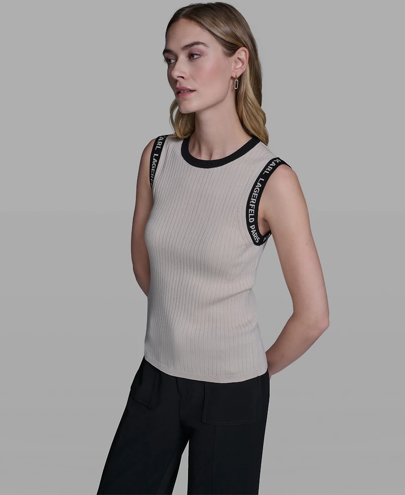 Karl Lagerfeld Paris Women's Sleeveless Klp Trim Tank Top