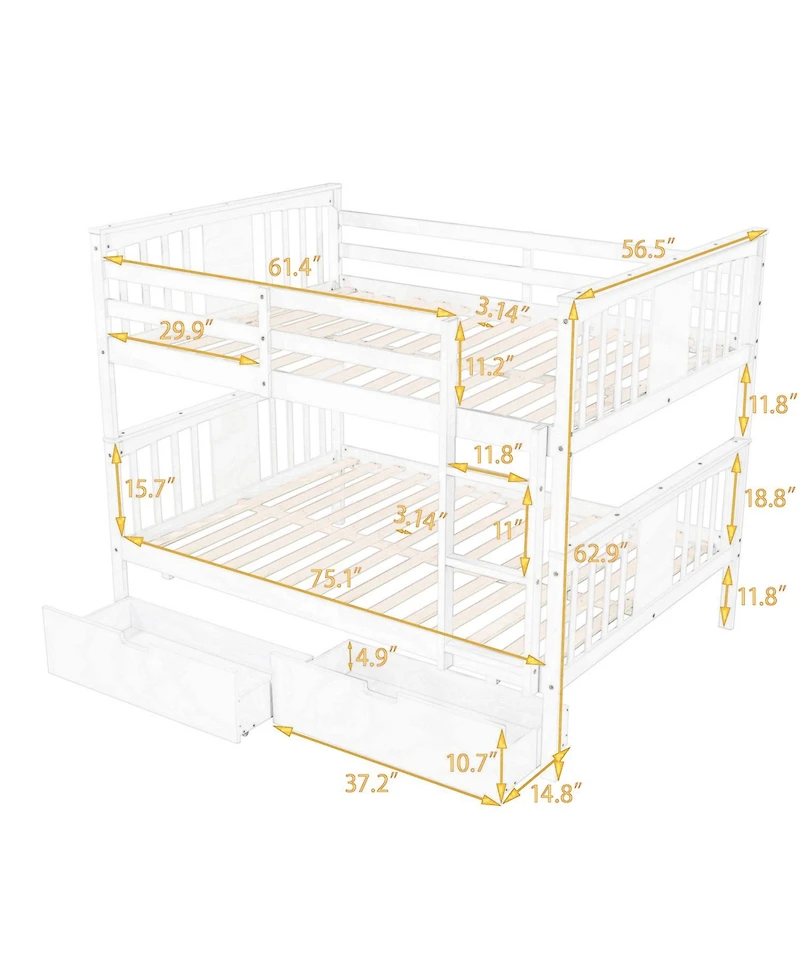 Streamdale Furniture + Full Over Wood Drawers & Ladder Bunk Bed