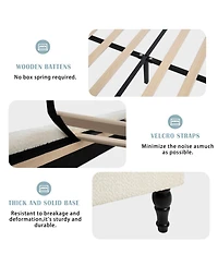 Streamdale Furniture Queen Bed Frame, 55.5" Upholstered Headboard, Boucle Fabric, Beige