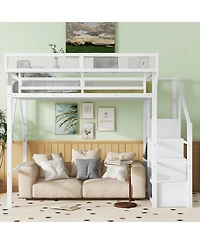 Streamdale Furniture Full Loft Bed with Stairs, Storage, & Wardrobe