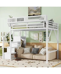 Streamdale Furniture Full Loft Bed with Stairs, Storage, & Wardrobe