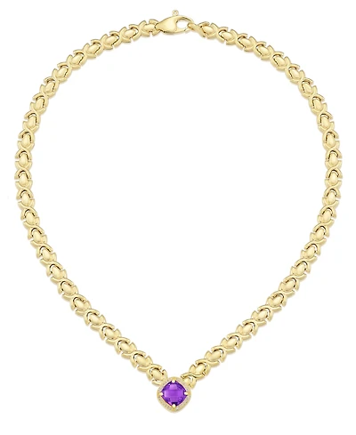 Citrine (3-3/8 ct. t.w.) & White Topaz (1/3 Xoxo Link 18" Collar Necklace 14k Gold-Plated Sterling Silver