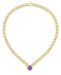 Citrine (3-3/8 ct. t.w.) & White Topaz (1/3 Xoxo Link 18" Collar Necklace 14k Gold-Plated Sterling Silver