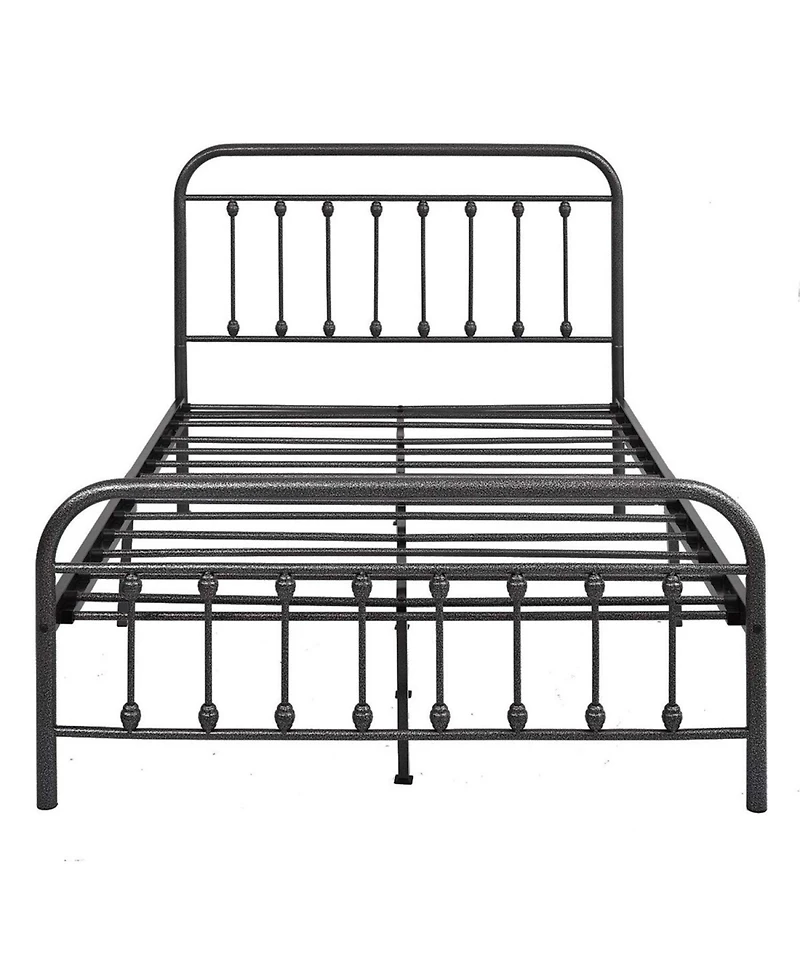 Streamdale Furniture Queen Metal Bed Frame with Vintage Headboard