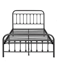 Streamdale Furniture Queen Metal Bed Frame with Vintage Headboard