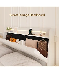 Streamdale Furniture King Floating Bed Frame with Led and Charger