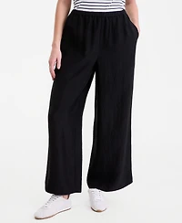 On 34th Women's Crinkle Satin Wide-Leg Pull-On Pants, Regular & Short, Macy's Exclusive