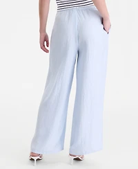On 34th Women's Crinkle Satin Wide-Leg Pull-On Pants, Regular & Short, Macy's Exclusive
