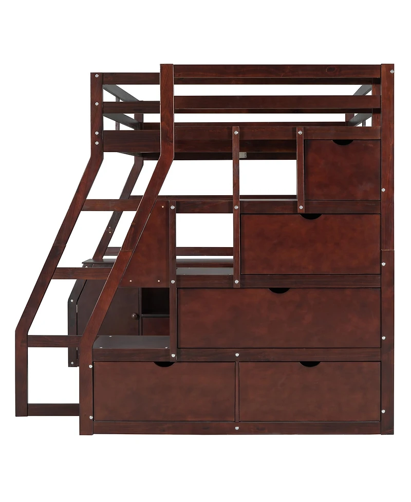 Streamdale Furniture Full Loft Bed with 7 Drawers 2 Shelves and Desk