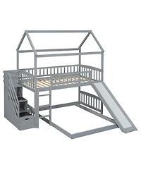 Streamdale Furniture Streamdale Twin Bunk Bed with Drawers, Slide, White