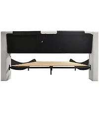 Streamdale Furniture + Platform Bed + Faux Leather + Led Lighting, Bluetooth, Massage + Bed