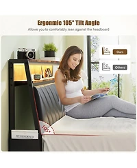 Streamdale Furniture Platform Bed Frame with Led Headboard and Charging Station