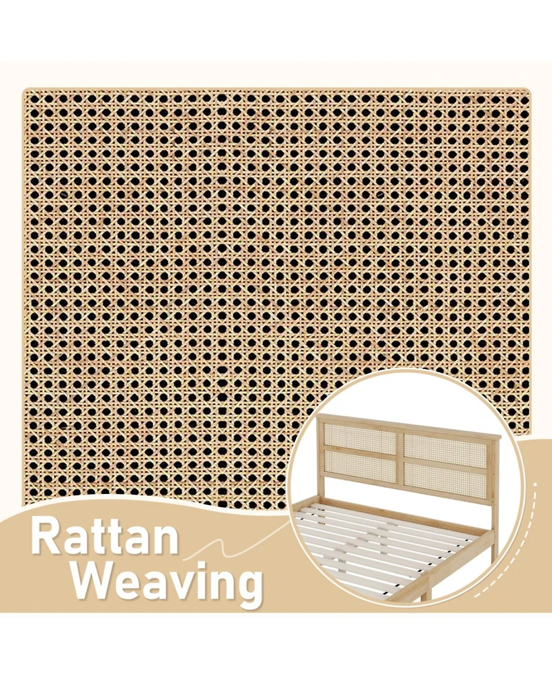 Streamdale Furniture Queen Rattan Headboard Wooden Bed