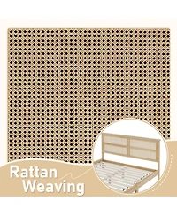 Streamdale Furniture Queen Rattan Headboard Wooden Bed