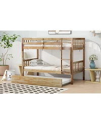 Streamdale Furniture Twin Wood Bunk Bed with Trundle and Convertible Beds