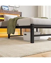 Streamdale Furniture Streamdale Twin Bed Frame with Headboard, Usb Charging, Led