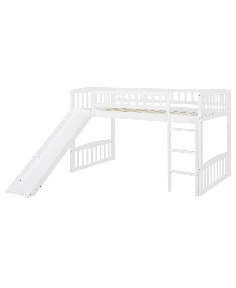 Streamdale Twin Size Wood Loft Bed with Slide and Ladder Bed