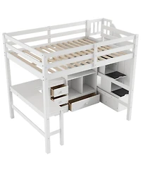Streamdale Furniture Full Loft Bed with Desk, Drawers & Storage Staircase