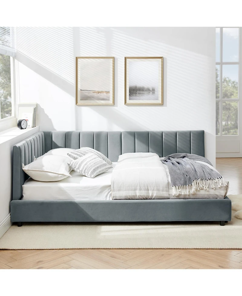 Streamdale Furniture Tufted Upholstered Full Bed Frame - Velvet Gray