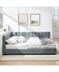 Streamdale Furniture Tufted Upholstered Full Bed Frame - Velvet Gray