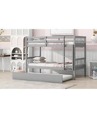 Streamdale Furniture Convertible Twin Bunk Bed with Trundle, Grey