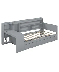 Streamdale Furniture Twin Size Wooden Daybed With 3 Drawers, Usb Ports and desk