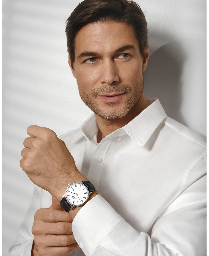 Porsamo Bleu Men's Veritas 1 Genuine Leather Band Watch 1361AVEL