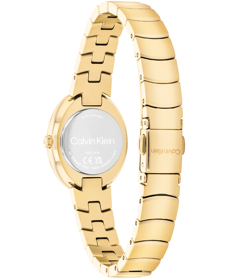 Calvin Klein Women's Twisted Bezel Gold Tone Stainless Steel Bracelet Watch, 24mm