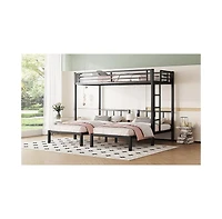 Streamdale Furniture Twin over Twin & Twin Bunk Beds for 3, Twin Xl over Twin & Twin Bunk Bed Metal Triple Bunk Bed, Black