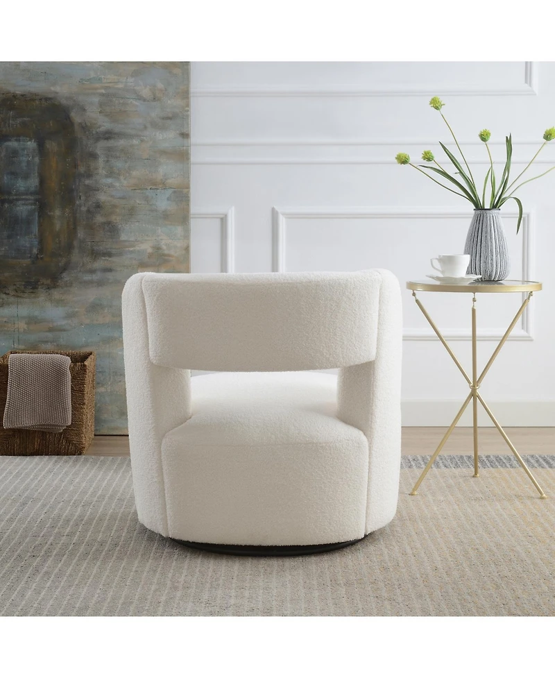 Streamdale Furniture Swivelling Teddy Fabric Accent Chair, Perfect for Rooms & Waiting Areas