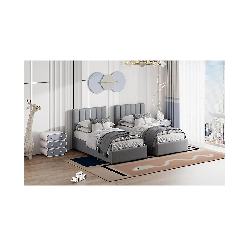 Streamdale Furniture King Size Upholstered Platform Bed with a Hydraulic Storage System