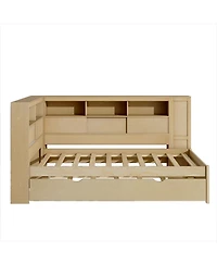 Streamdale Furniture Twin Wood Daybed with Storage Shelves, Usb and Trundle