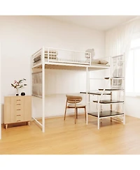 Streamdale Furniture Twin sized loft metal bed with for bedroom and dormitory