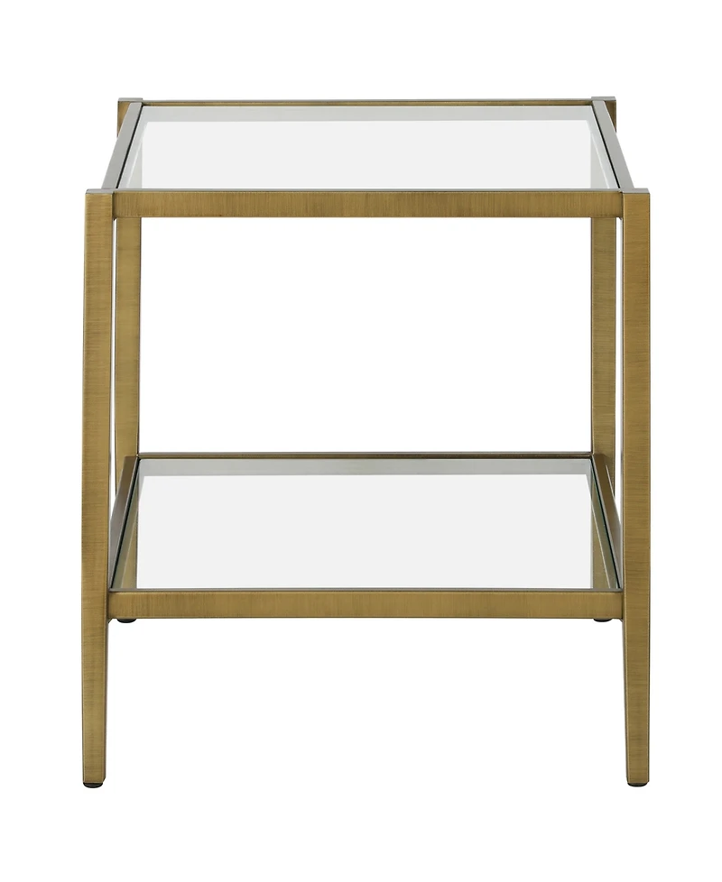 Hudson & Canal Hera 20" Wide Square Side Table with Glass Shelf